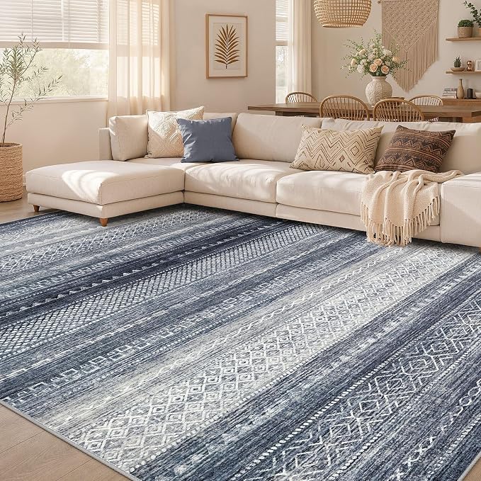 6x8 Area Rugs Living Room: Washable Boho Large Neutral Soft Rug Modern Stain by NakagishiAreaRug