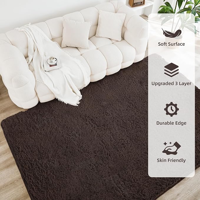 Litanika 5x8 Shag Area Rug for Living Room Bedroom, Non-Shedding Modern Indoor - Image 4