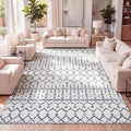 JONATHAN Y Boho Vintage Diamond Cream/Navy Indoor Area Rug 5X8 ft, Moroccan Hype by JONATHANY