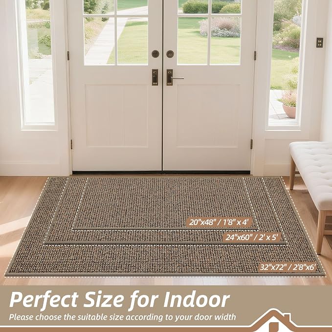 BEQHAUSE Dirt Trapper Door Mat 32" x 72", Non-Slip Washable Doormats Entrance - Image 2