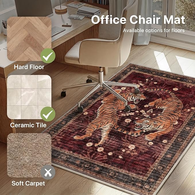 36"x60" Office Chair Mat for Hardwood Tile Floor, Under Desk Carpet Protector - Image 3