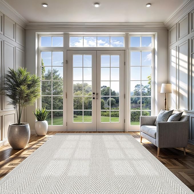 CAMILSON Easy Jute Rug 10x14, Indoor Outdoor Off-White Color Fiber Area Rugs - Image 4
