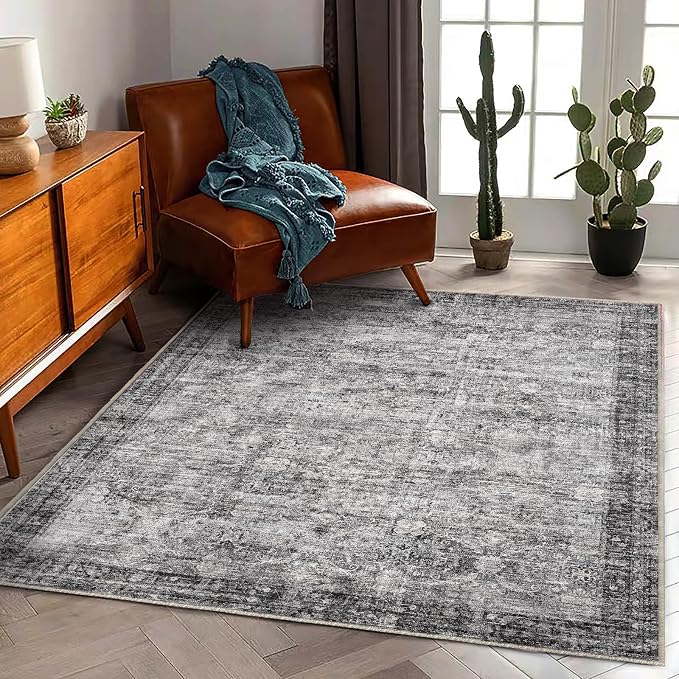 CHAMPLANT Area Rug 6'x9' Washable Vintage Traditional Floor Cover Thin Retro - Image 2