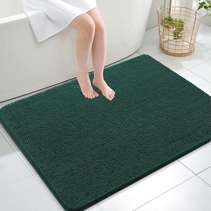 OLANLY Large Bathroom Rugs 40x32, Soft Absorbent Chenille Bath Rugs, Rubber by OLANLY