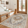Madane Area Rug 3x5, Washable Vintage Entryway Rugs by Madane
