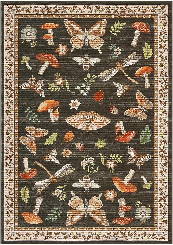 Mushroom 3x5 Area Rug Washable Non-Slip Small Indoor Rugs - Image 4