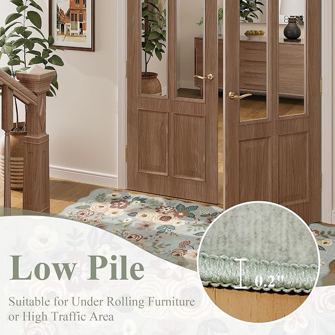 DUKINO 2x3 Entryway Rug, Floral Washable Indoor Door Mat - Image 9
