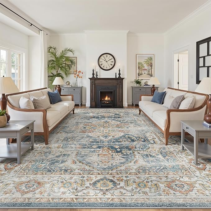 befbee 10x14 Area Rugs, Ultra-Thin Washable Rugs by Befbee