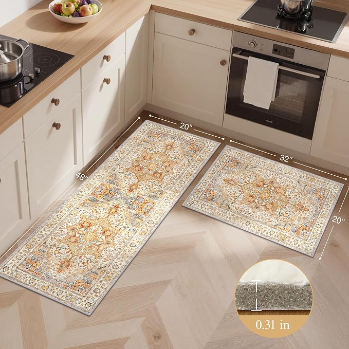 GENIMO Kitchen Rugs Non Slip Washable, Cushioned Standing Mat, Kitchen Runner - Image 2