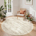 Round Rug 6ft, Washable Circle Rug by Restydon
