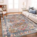CHAMPLANT Washable Area Rug 10'x14' Boho Chic Medallion Distressed Design by CHAMPLANT