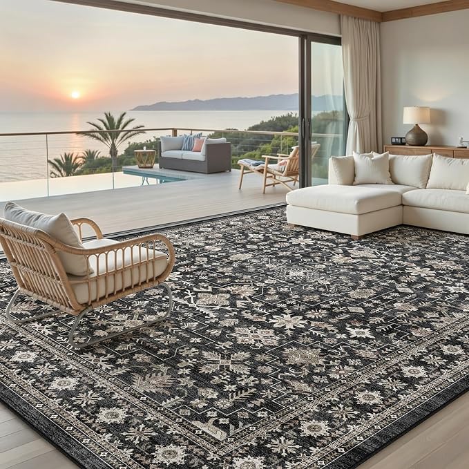 Dark Grey Rug for Living Room 9x12 - Image 3