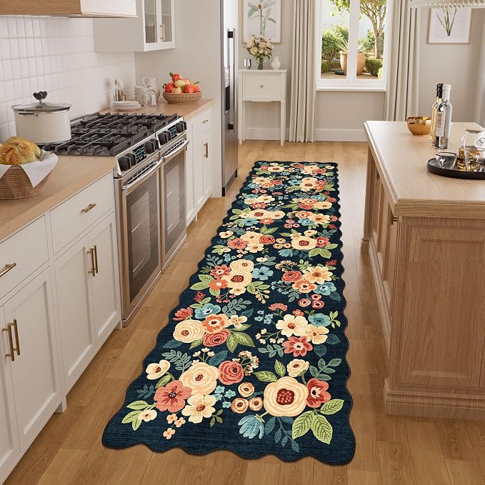 DUKINO Washable Runner Rug, 2x7 Lightweight Soft Floral Hallway Rug Runner - Image 3