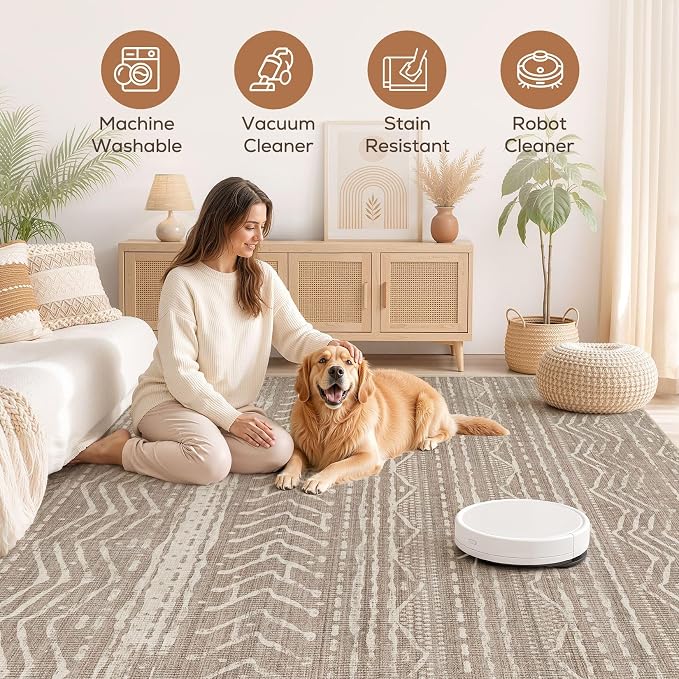 Nakagishi Area Rug Living Room Rugs: 11x15 Large Soft Machine Washable Boho - Image 3