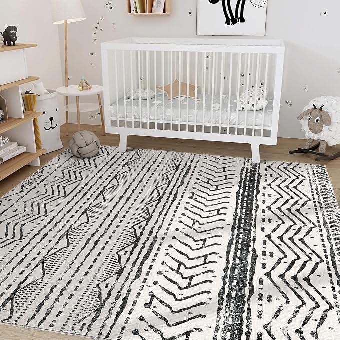 Nakagishi Area Rug Living Room Rugs: 6X9 Machine Washable Boho Large Neutral - Image 7