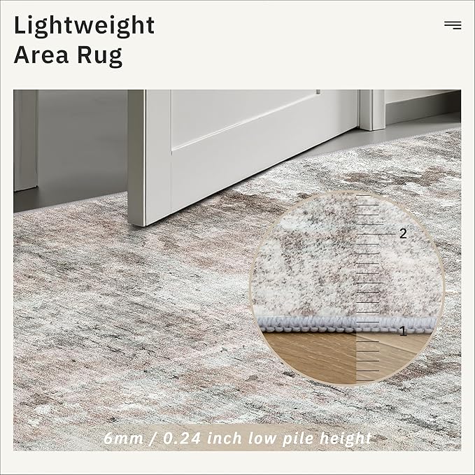 Soalmost Abstract Rug 5x7 Machine Washable Area Indoor Pink Grey Low Pile - Image 7