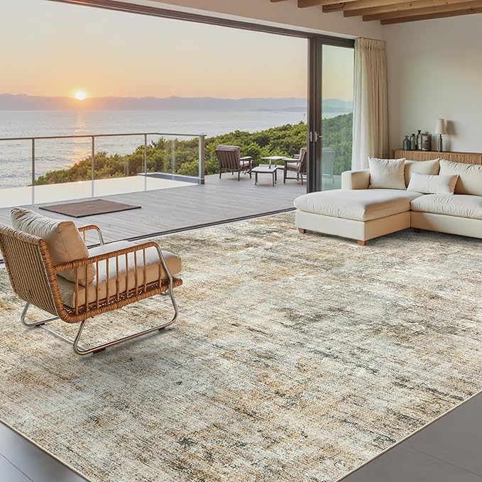 Soalmost 9x12 Area Rugs for Living Room, Non-Slip Machine Washable Vintage Rugs - Image 2