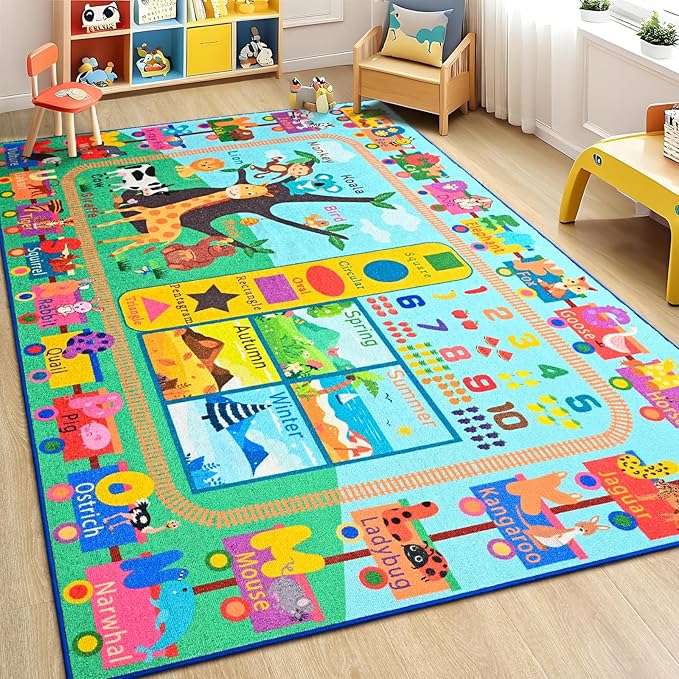 Kids Rug for Playroom, 4x6 ABC Educational Carpet for Classroom, Fun Alphabet - Image 5