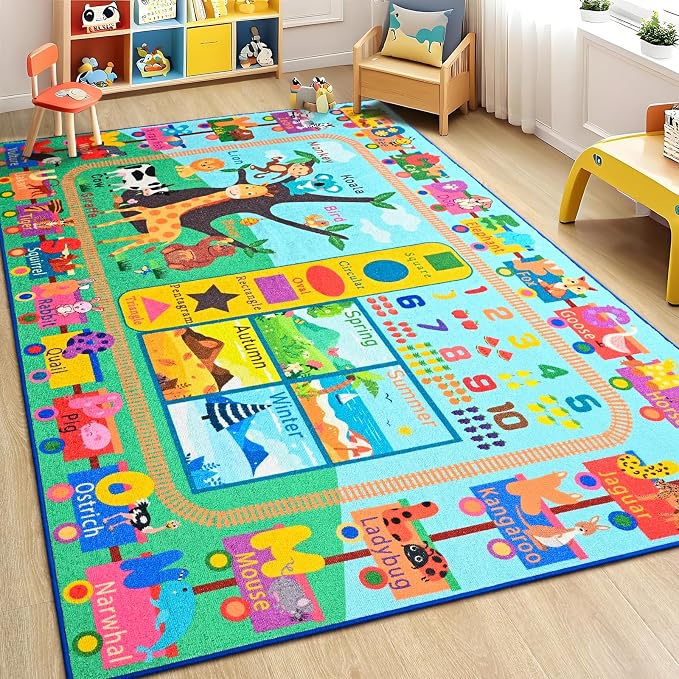 Kids Rug for Playroom, 6x9 ABC Educational Carpet for Classroom, Fun Alphabet - Image 5