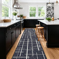 Non Slip Hallway Runner Rug 2.6x12, Modern Distressed Stripe, Washable Extra by TTelephant