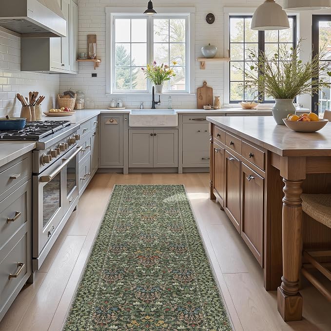 GENIMO Floral Washable Runner Rug 2’6” x 10’, Non-Slip Long Hallway Carpet - Image 3