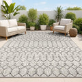 JONATHAN Y Moroccan Geometric Indoor Outdoor Area Rug 5X8 Light Gray/Black by JONATHANY