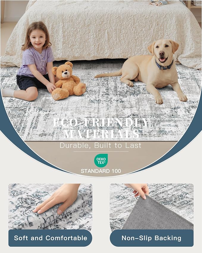 Madane 6x9 Area Rugs for Living Room, Machine Washable Vintage Rug - Image 4