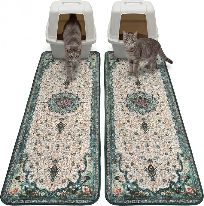 Hompet Cat Litter Mat 2 Pack, 20x60 Large Machine Washable Trapping Mats by Hompet