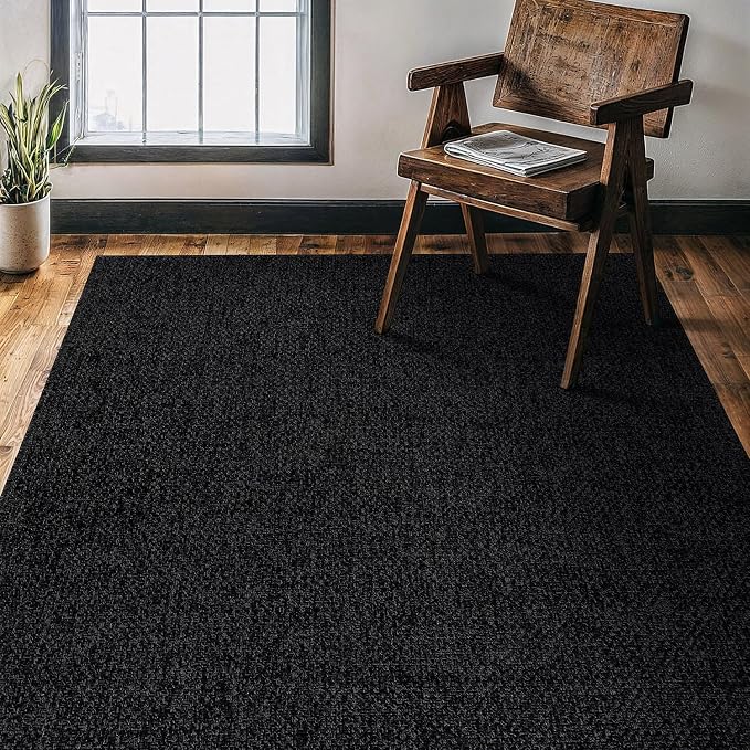 CAMILSON Easy Jute Rug 4x6, Indoor Outdoor Dark Gray Black Farmhouse Area Rugs by CAMILSONIndoorOutdoorAreaRugs