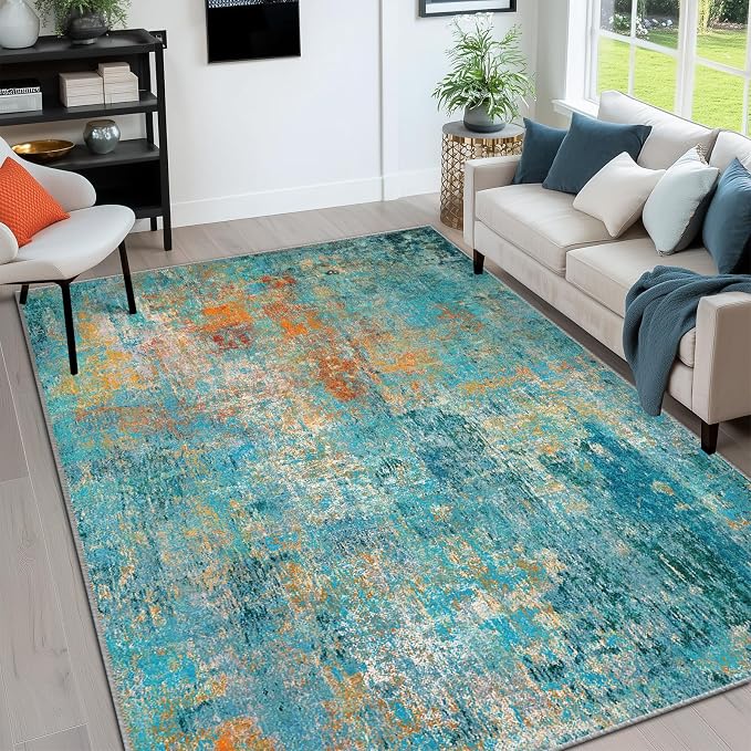 RELEANY Washable Area Rugs 5'x8' Non-Slip Modern Abstract Soft - Image 2