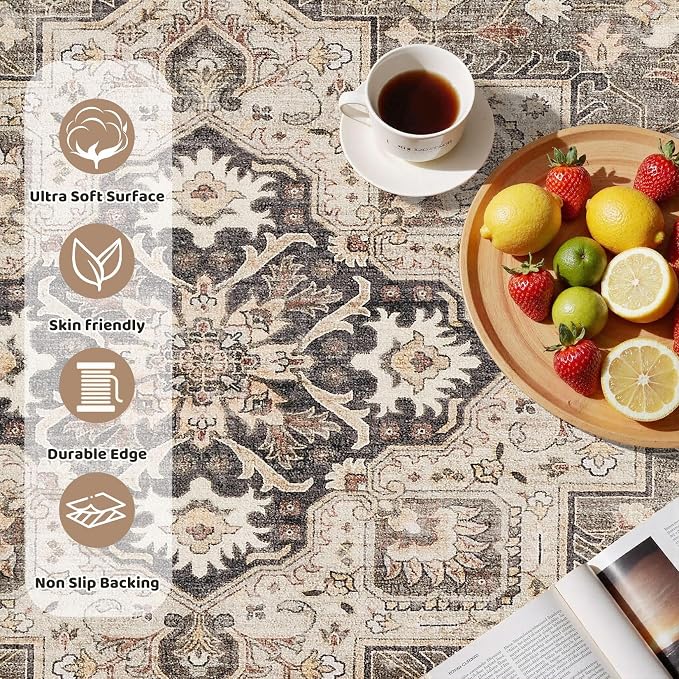 8ft Round Vintage Living Room Area Rug - Image 3