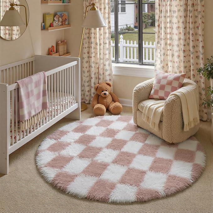 PureCozy Checkered Round Rugs 6ft by PureCozy