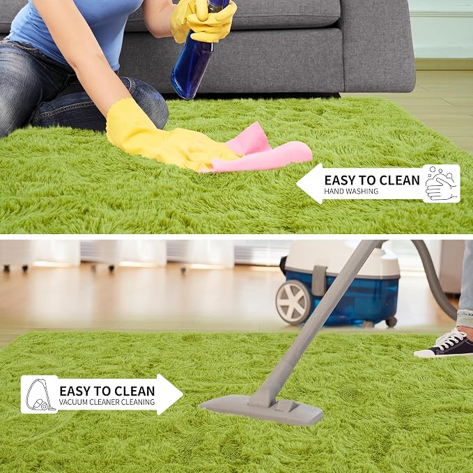 Tepook Fluffy Grass Green Rugs for Living Room Bedroom, 9x12 Soft Area Rug Moss - Image 7