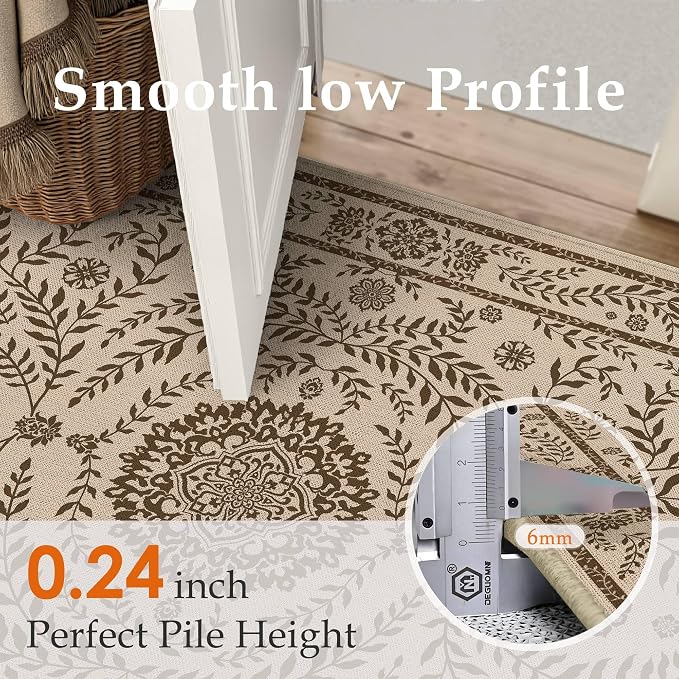 HUGEAR 5x7 Vintage Jute Outdoor Indoor Rug Washable Linen Textured Weave High - Image 7