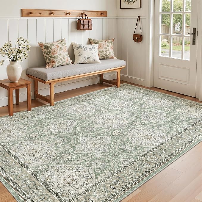Soalmost 4x6 Area Rugs for Living Room, Vintage Washable Rugs for Dining Room - Image 3