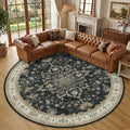 RELEANY Area Rugs Round 10ft Washable Non-Slip, Floral Vintage Distress by RELEANY
