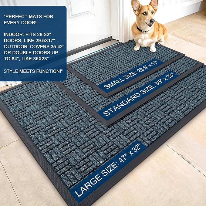 OLANLY Front Door Mat Outside Entrance 33x21, Heavy Duty Sturdy Natural Rubber - Image 2