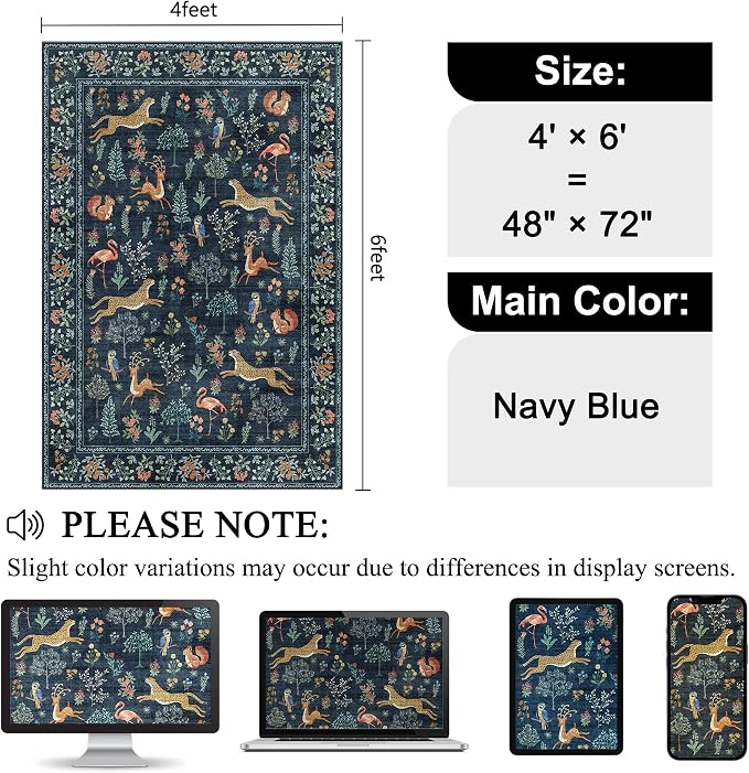 DUKINO 4x6 Rug, Washable Animal Area Rug - Image 2