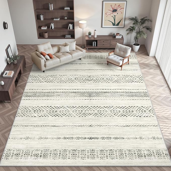 Miukiki 8x10 Area Rug for Living Room Moroccan Washable Rugs Non Slip Indoor - Image 8