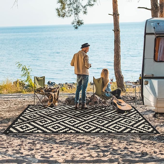 GENIMO Outdoor Rugs 8'x10' Waterproof, Reversible Mats, Area Plastic Straw Rug - Image 2