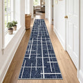 Non Slip Hallway Runner Rug 2.6x12, Modern Distressed Stripe, Washable Extra by TTelephant