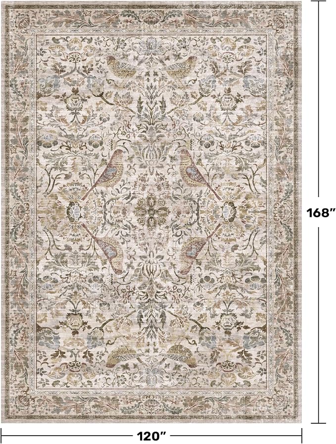 Large Washable Floral 10x14 Area Rug - Image 2