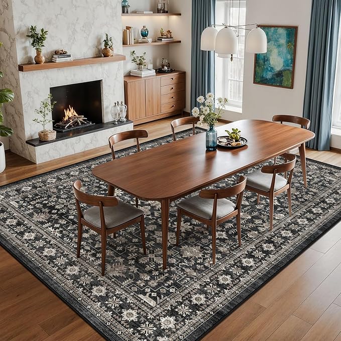 Dark Grey Dining Room Rugs for Under Table - Image 4