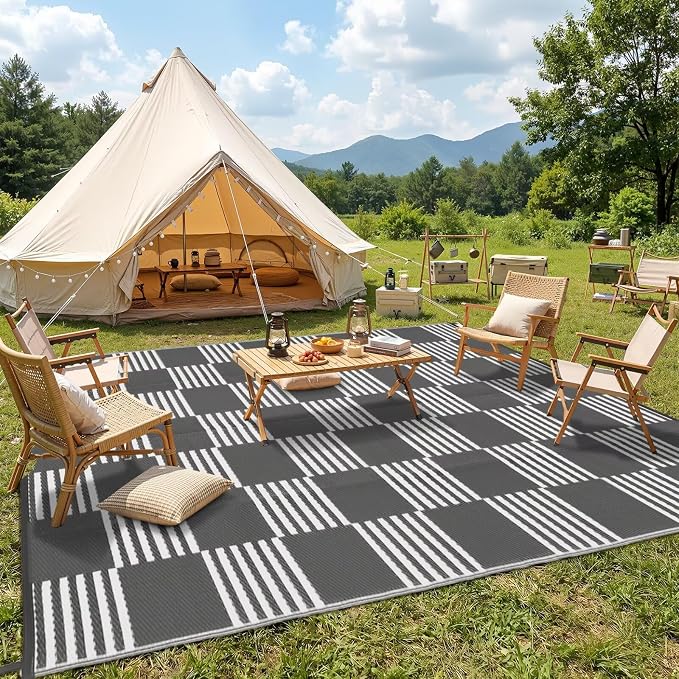 Garvee Waterproof Outdoor Rug 10x20, Checkered Foldable Plastic Straw Patio - Image 7