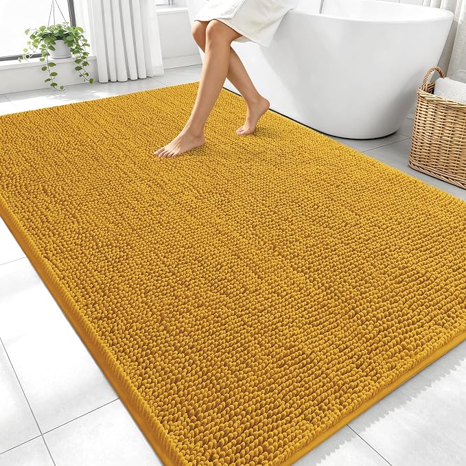 OLANLY Large Bathroom Rugs 70x46, Soft Absorbent Chenille Bath Rugs, Rubber by OLANLY