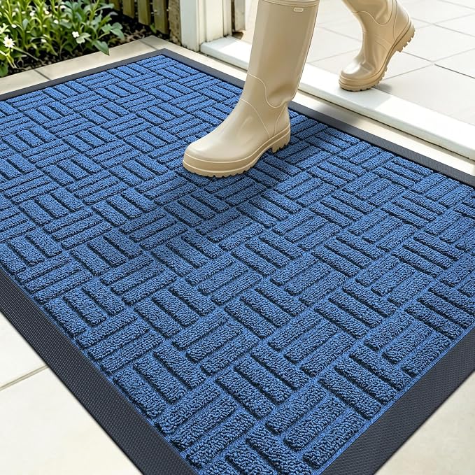 OLANLY Front Door Mat Outside Entrance 35x23, Heavy Duty Sturdy Natural Rubber by OLANLY