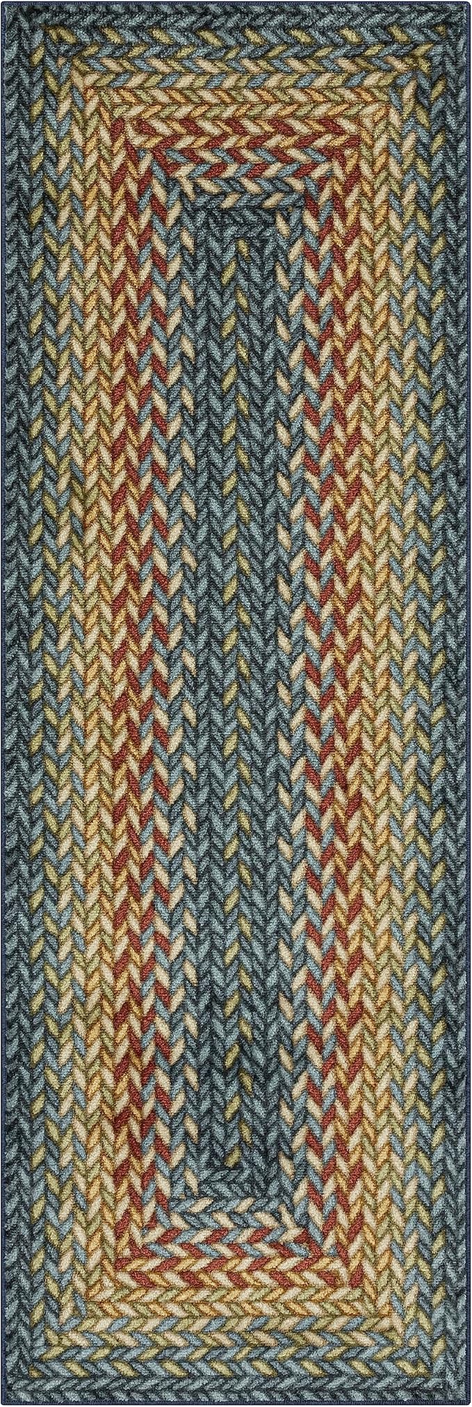Maples Rugs Marion Bohemian Braided-Style Print Runner Rug – Made in USA – by MaplesRugs