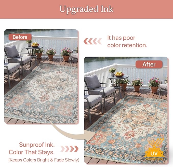 GENIMO Outdoor & Indoor Area Rug 8'x10', Waterproof, Non-Shedding, Easy Cleaning - Image 5