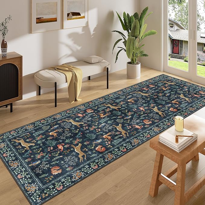 DUKINO 3x8 Washable Runner Rug, Low Pile Animal Print Non Slip Long Runner Rug - Image 3