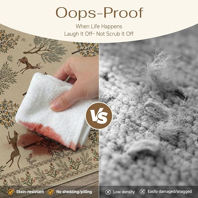 HUGEAR 8x10 Jute Outdoor Indoor Rug Washable Linen Textured Weave High Traffic - Image 4